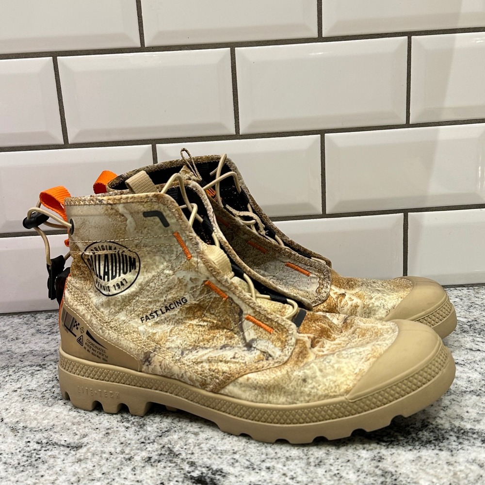 Palladium Pampa Earth Fast Lacing Waterproof Boots M 8 Women 9.5 Camo Lightweigh